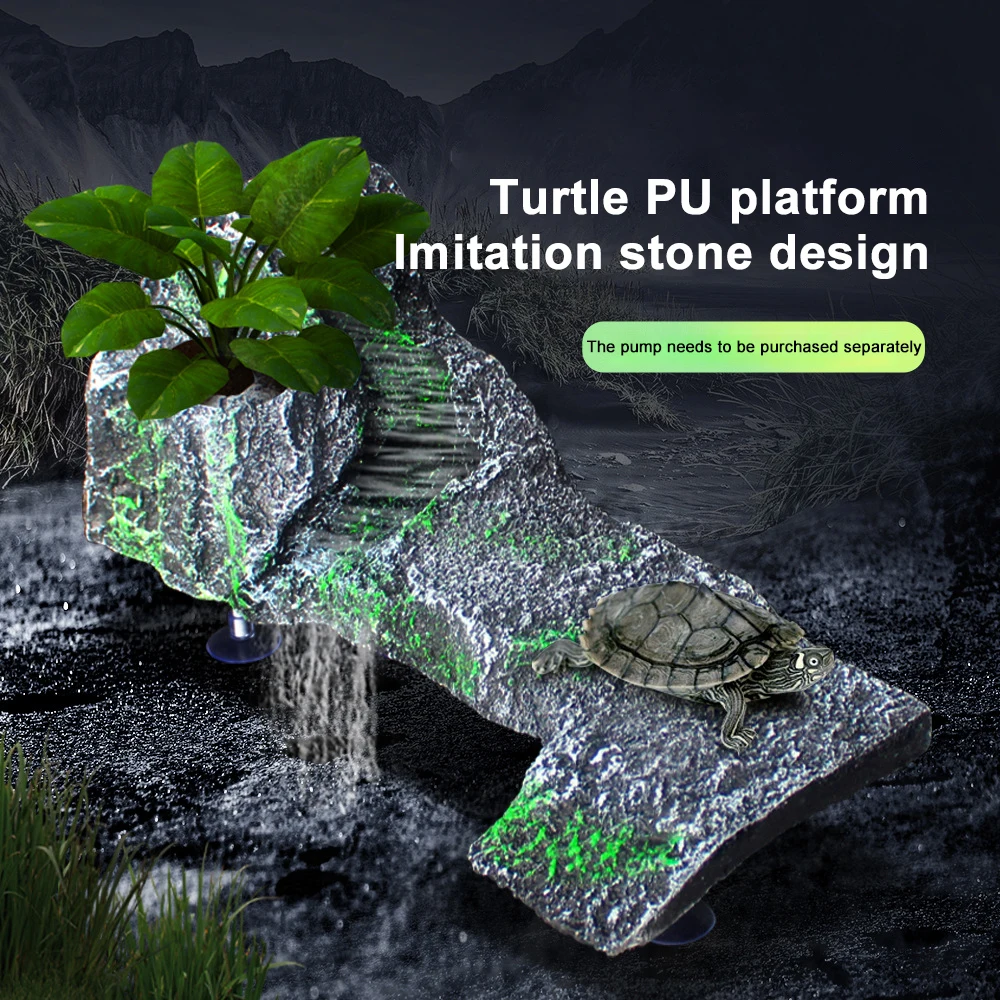 Turtle Tank Platform Basking Pu Imitation Mountain Stone Design Suspended Climbing Island Floating Turtle Platform Climbing