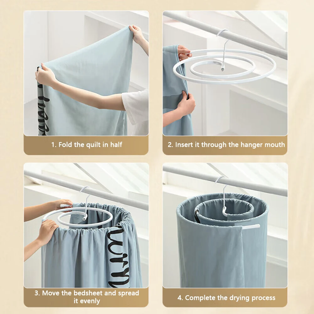 Round Spirals Sheet Hanger Quilt Sheet Sheet Hangers Multi-Functional Balcony Rotating Spirals Drying Rack For Clothes Towel