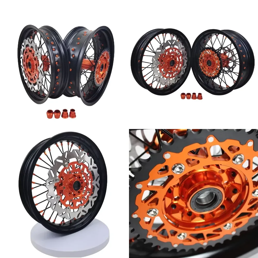 【2026 Popular】 Fit EXC SXF 2003-2023 F 17*3.0/3.5 R 17*4.25/4.5/5.0 Supermotard Wheels With Motorcycle Accessories