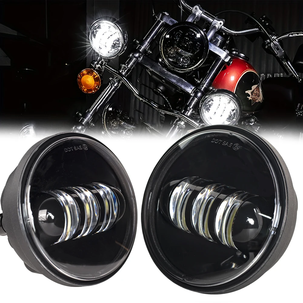 2 PCS 4.5 Inch Motorcycle Led Fog Light 4 1/2 Auxiliary Passing Lamp For Motorcycles Harley 30W Waterproof fog lights
