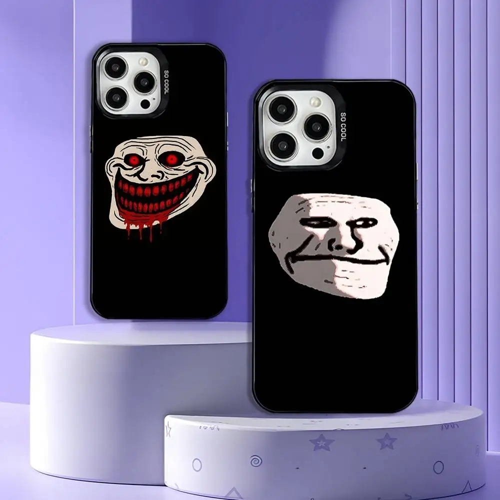 

Troll Face Meme Phone Case For iPhone 17,16,15,14,13,12,11,Pro,Max,Plus,E,Air,Mini Black Tpu Cover