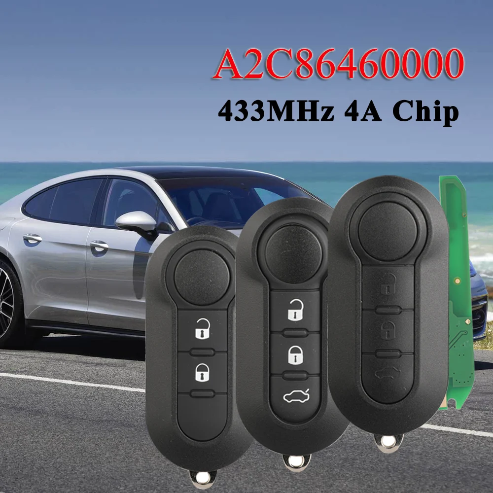 Jingyuqin A2C86460000 Flip Remote Car Key 433MHz 4A Chip For Fiat Mobi Uno Fiorino E Mais Strada Citroen Peugeot Fob Control