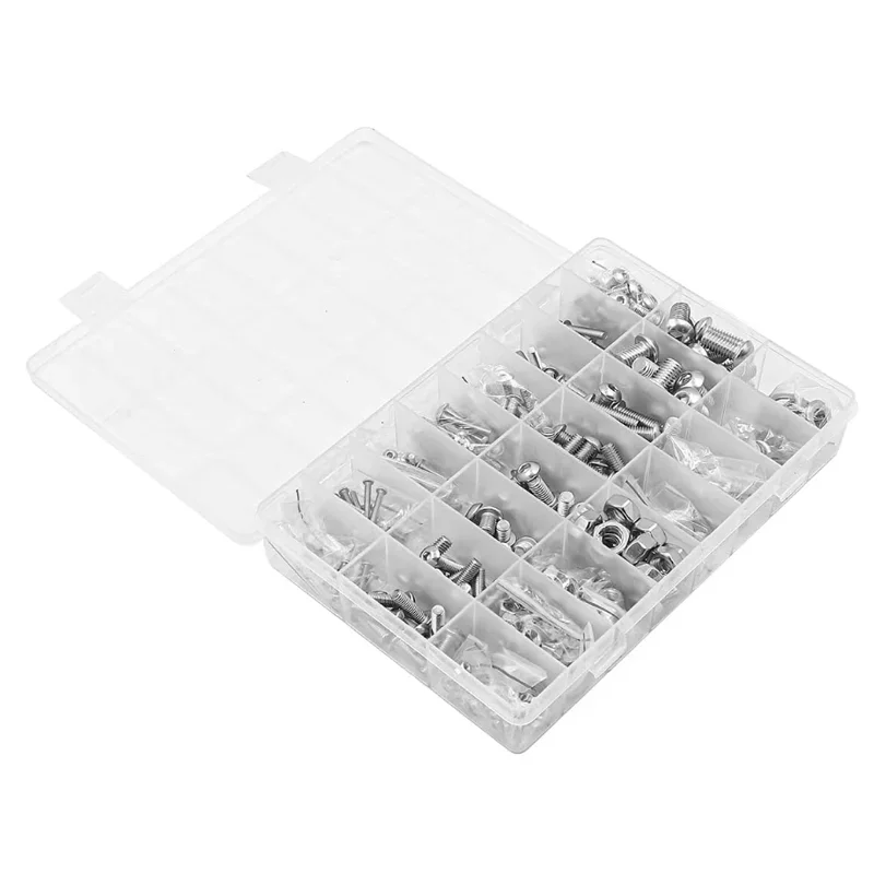 880PCS Stainless Steel M2 M3 M4 M5 Bolts Nuts and Washers Kit Round Head Hex Socket Bolts and Nut Set Metric Machine Screws