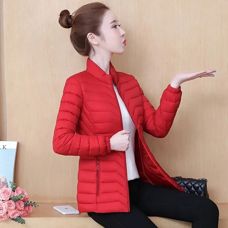 Fashion Women Puffer Jackets Ultralight Duck Down Cotton Jacket 2023 New Autumn Winter Long Sleeve Warm Coat Female Parka