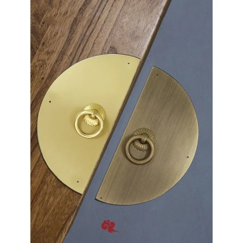Chinese style cabinet door handle pure copper Chinese retro wardrobe round handle brass high-end cabinet handle hardware