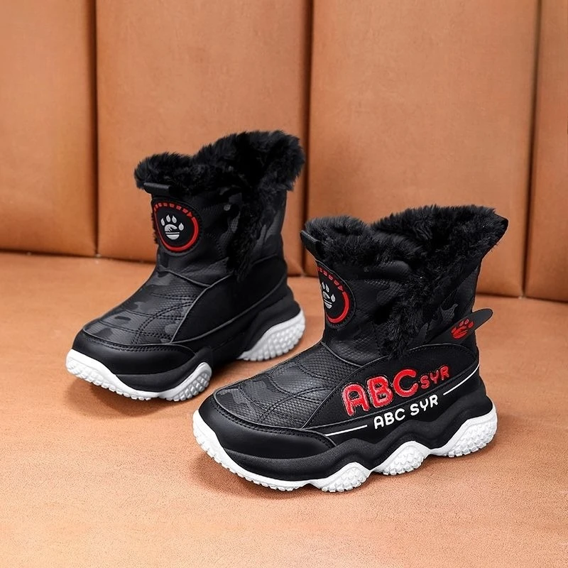 Boys Winter Snow Boots Thick Fleece Lined Kids Shoes Non Slip Outdoor Winter Footwear for Small Medium Boys 2026 New Arrival