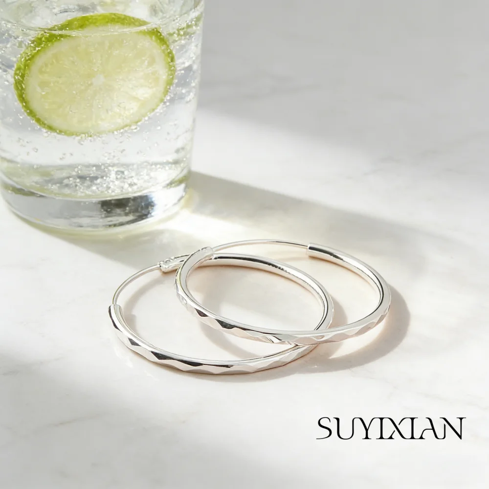 

925 Sterling Silver Light Luxury Fashion 3.5CM Simple Gelling Earrings Earrings Birthday Party Anniversary Gift