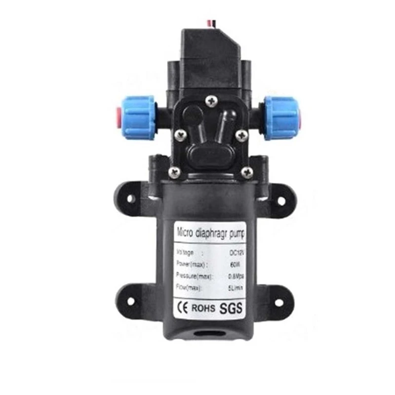 DC 12V 60W 120PSI 5L/MIN Agricultural Electric Water Pump Black Mini High Pressure Diaphragm Water Sprayer Car Wash