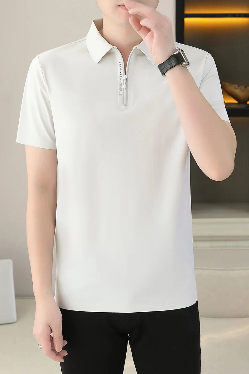 2026 model summer men's cool-fitting fabric lapel short-sleeved T-shirt polo shirt