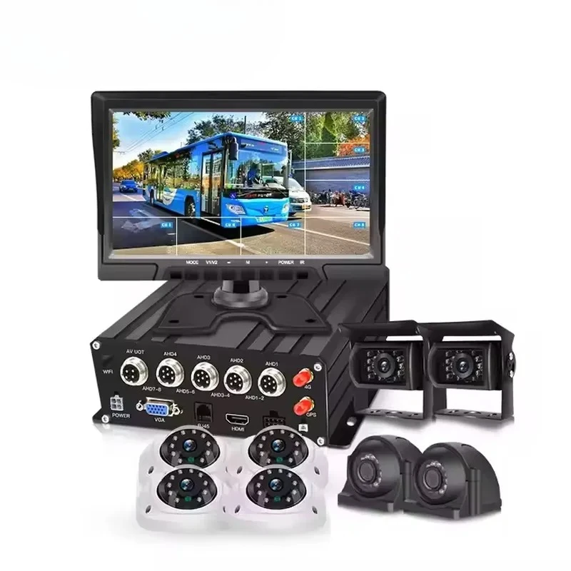 8Channel HDD Car MDVR Solution 4G 10.1-Inch IPS HD Monitor 8 Waterproof Camera Car Black Box Kit Truck Bus Fleet