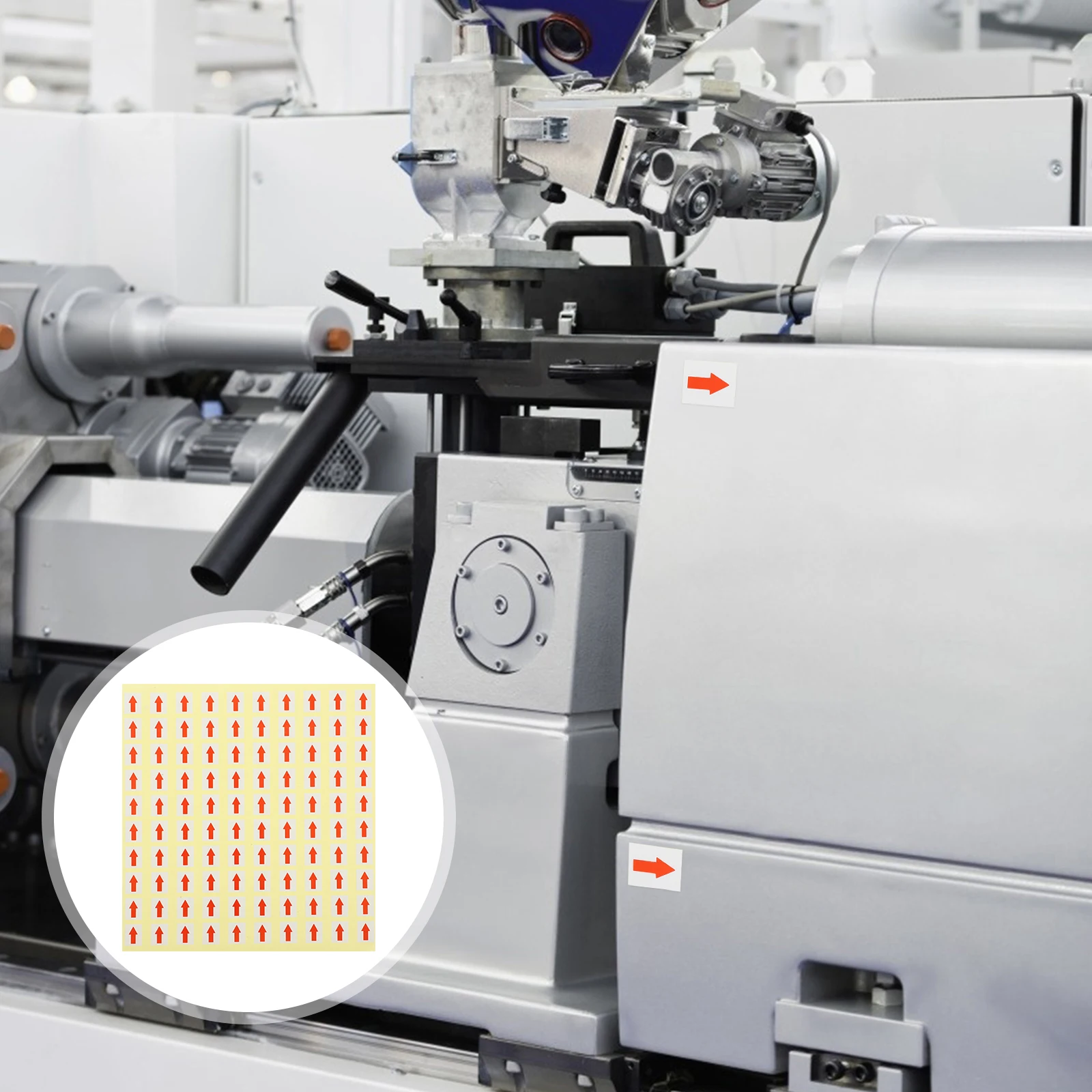 

60 Sheets Red Arrow Labels Stickers For Marking Defective Products Paper Direction Indicators Equipment Pipeline Flow