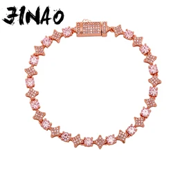 JINAO New Hip Hop Full Iced Out Light luxury Fashion Pink Black Star Round Mix Bracelet Jewelry Setfor women Gift