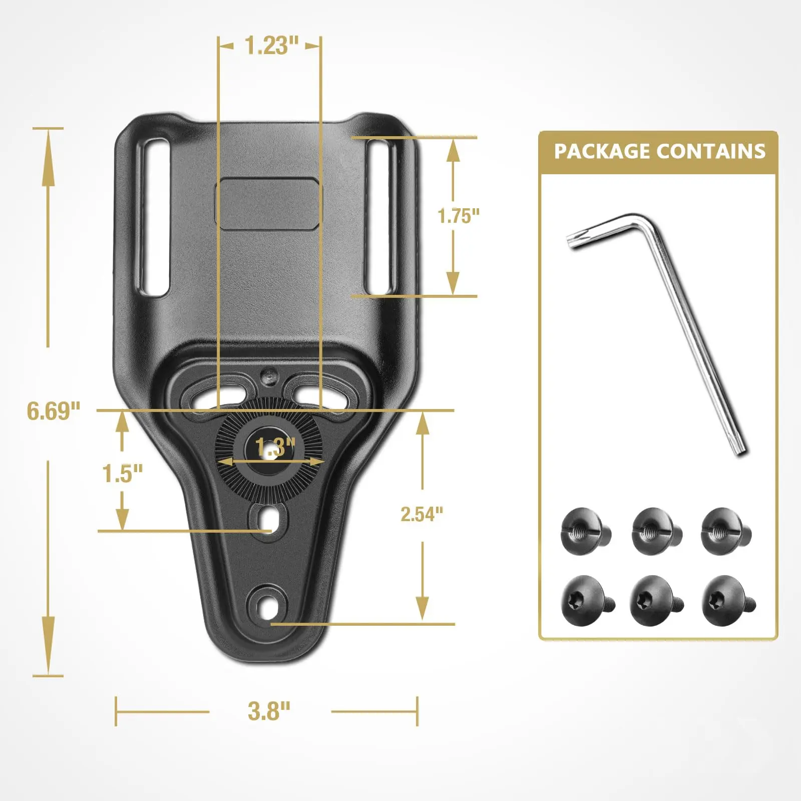 Universal Mid-Ride Belt Loop Adapter (CUBL) – 1.75” Belt Fit, Adjustable 3-Hole Holster & 360° Gearwheel Compatibility