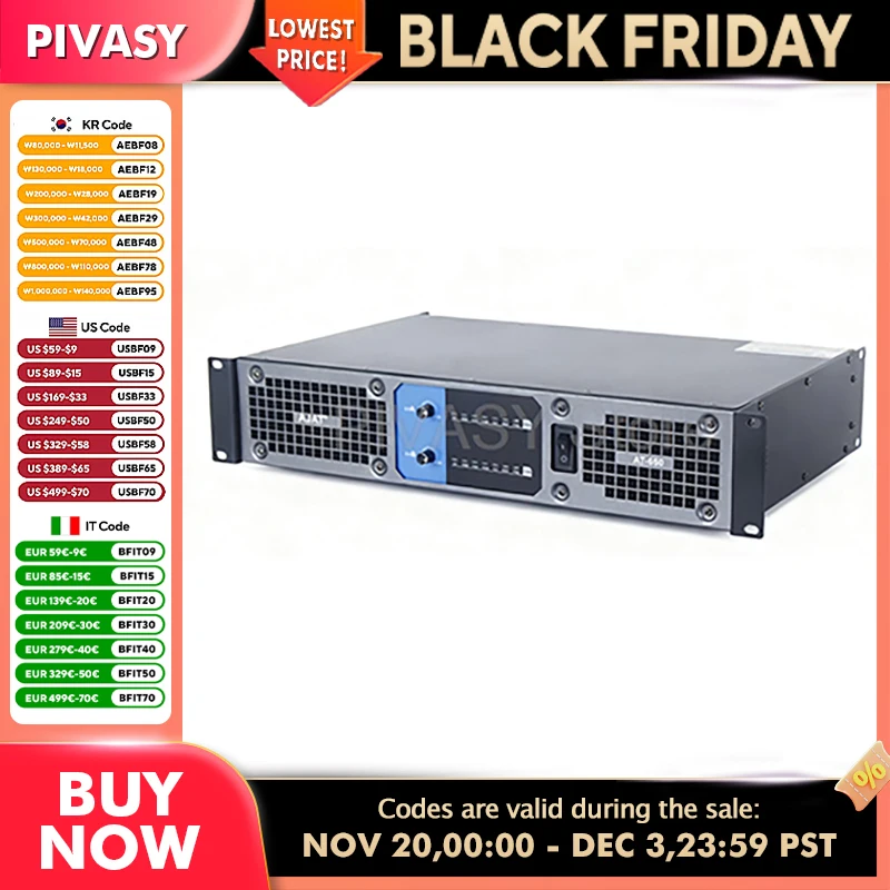 1100/2000W Power Amplifier 2/4 Channel Amp 8ohm Ultra Low Distortion Amplifier SNR112dB Audio PFC Power For DJ Home Theater KTV