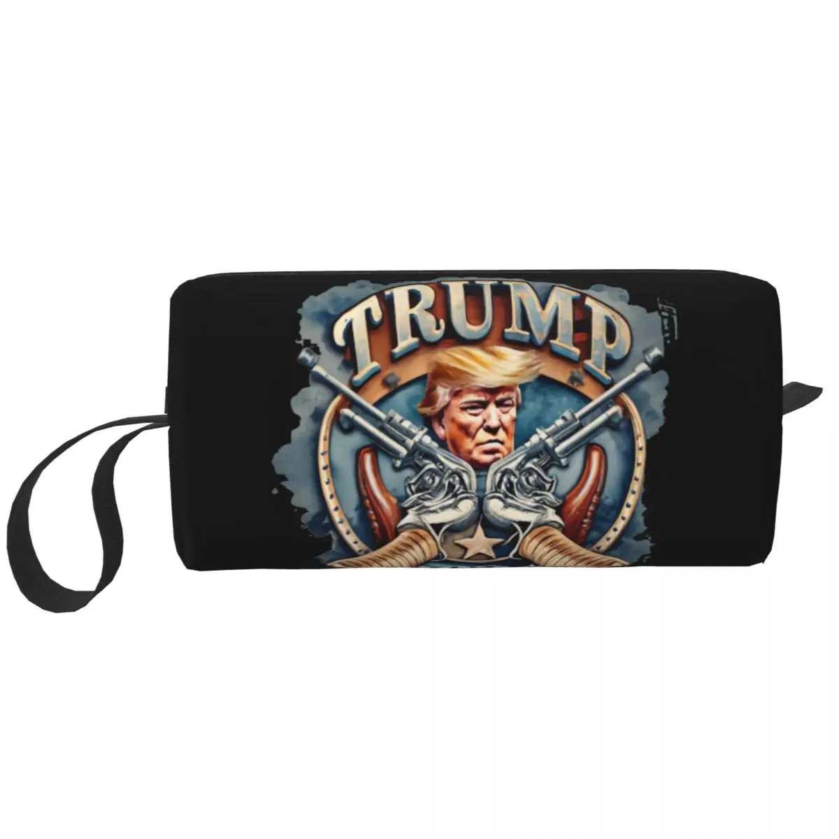 

Custom Trump 2024 MAGA USA Flag Toiletry Bag Women Cosmetic Makeup Organizer Ladies Beauty Storage Dopp Kit Box