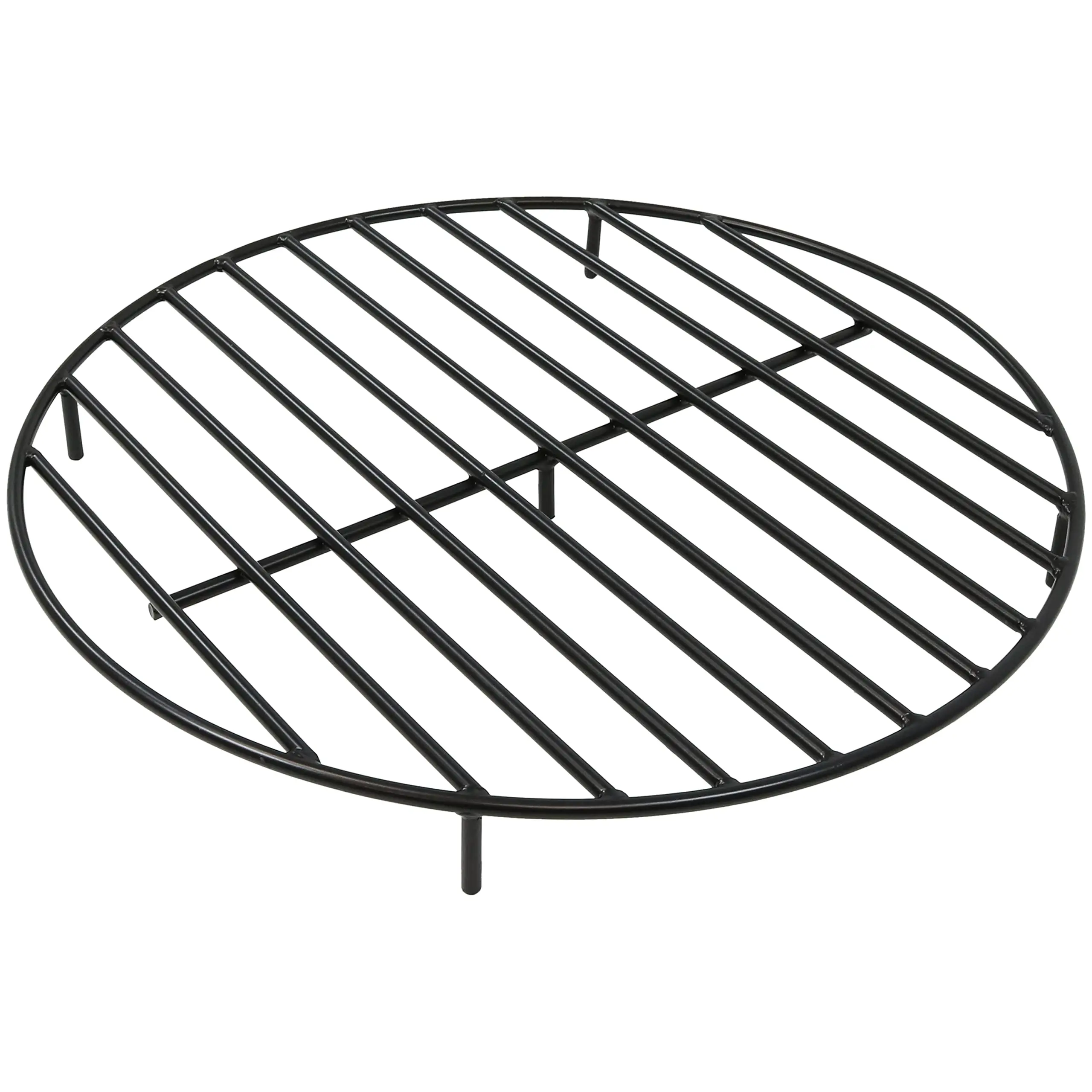 Elevated Fire Pit Grate for Wood, Metal, 30” Dia, Round, Black