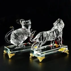 Cartoon Twelve Zodiac Signs Mouse Tiger Crystal Glass Faceted Prism Craft Wealth Feng Shui Ornament Figurines Wedding Home Decor