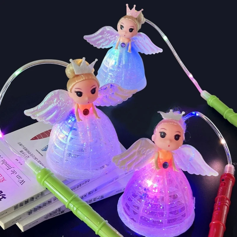 10Pcs Kids Fun Cute Cartoon Princess Dolls Light Up Toys Halloween Party Night Glowing Props Children Handheld Lantern Girls Toy