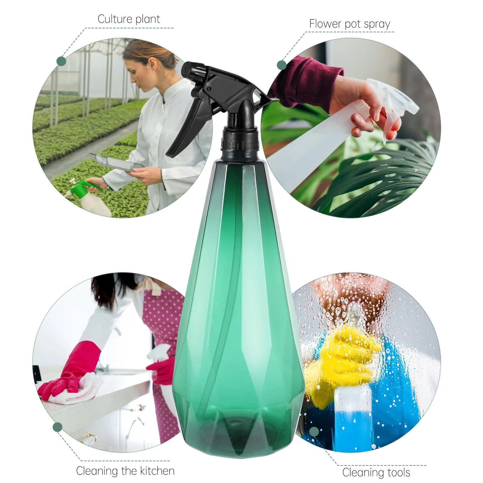 

2Pcs 1L Plastic Sprayer Bottle Elegant Design Spray Pot for Flower Watering Garden Sprayer Mist Spray Bottles Refillable Home