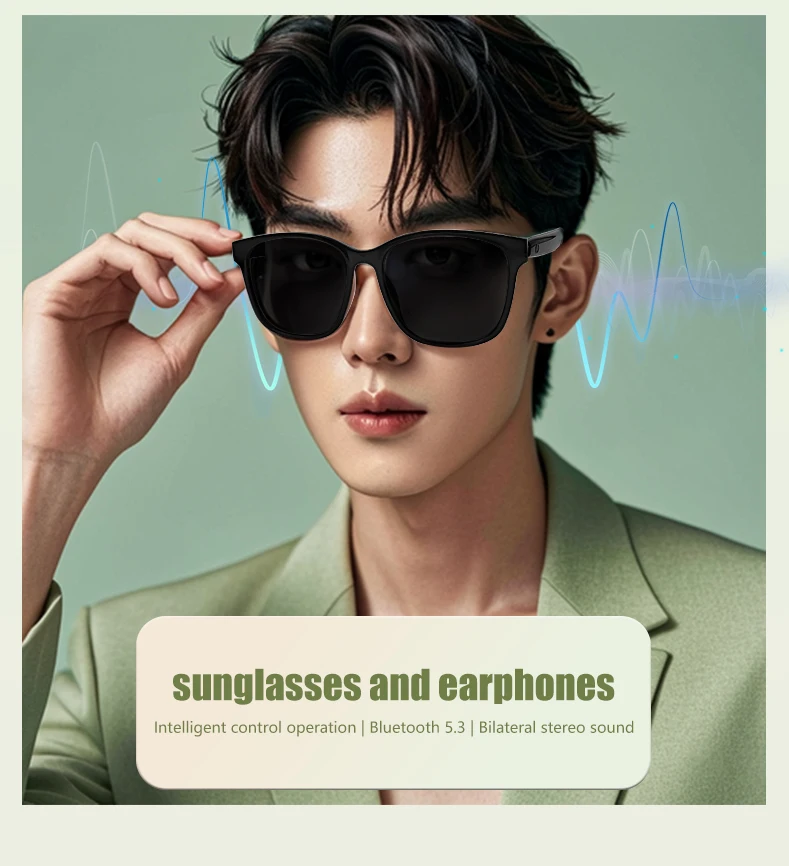 GS08 Anti-Blaulicht-Brille machen Anrufe an, Musik, Anrufe, Rauschunterdrückung, UV400-Schutz, BT TWS, intelligente Brille für Männer