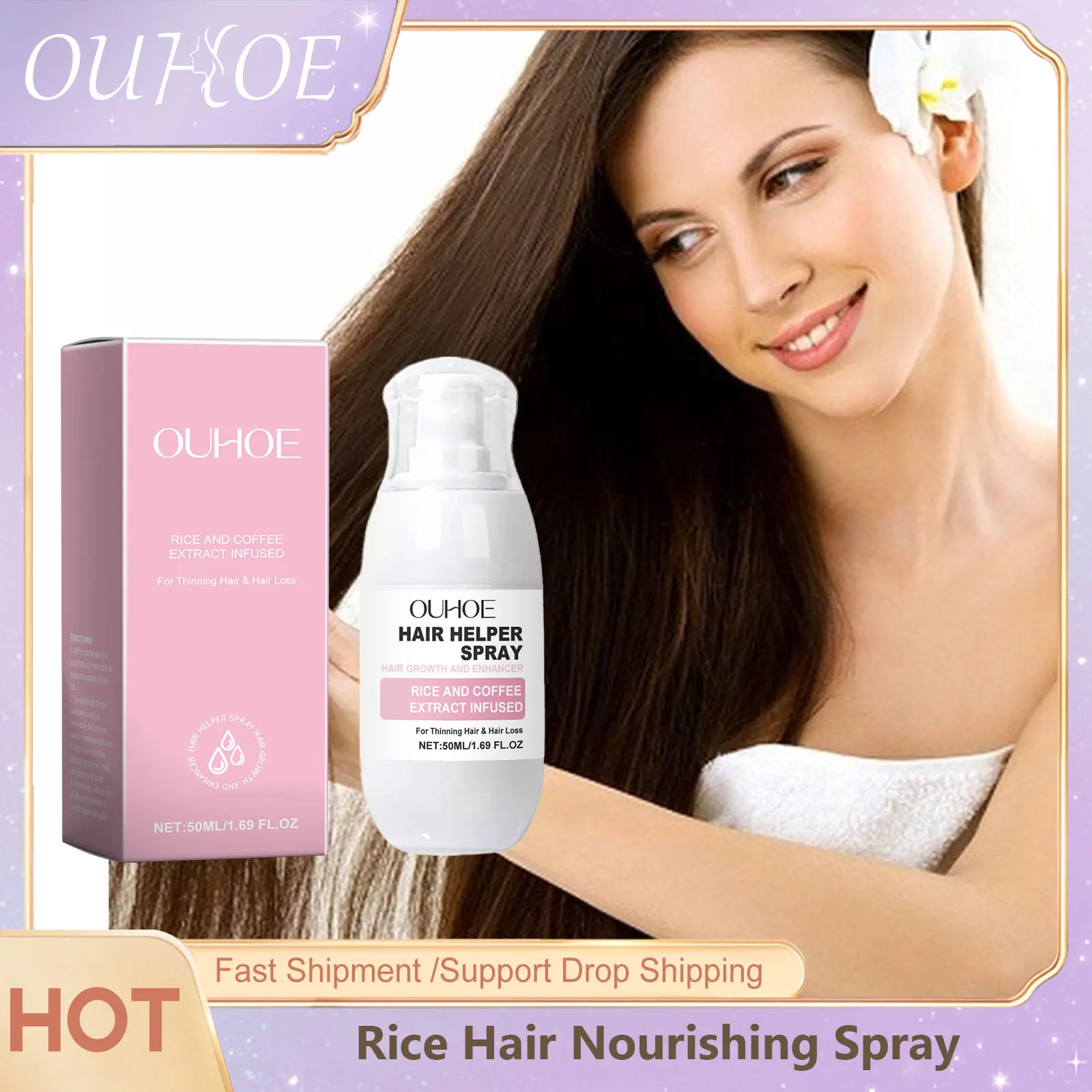 

Rice Hair Growth Spray Repair Hair Follicles Nourishing Smooth Scalp Treatment Anti Frizz Reduce Hair Loss Dense Hair Spray