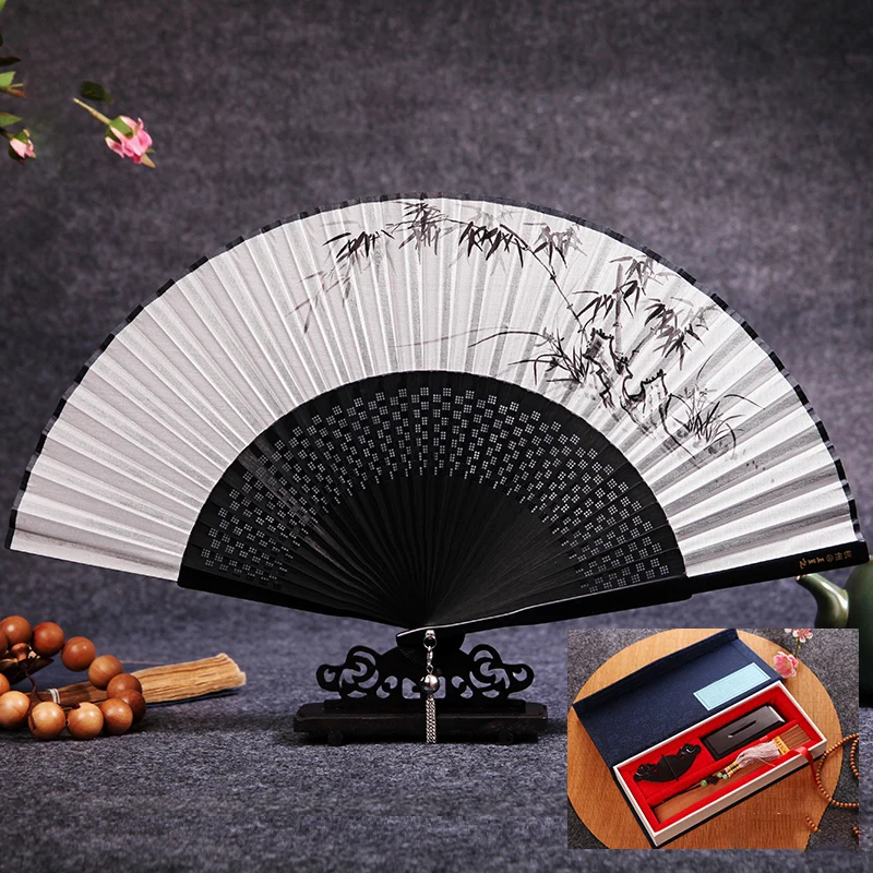 China folding fan men and women large hand fan wedding personalized gift fans portable portable fan exquisite gift box packaging