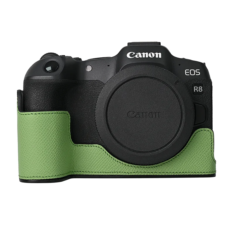 Alloy Plate Camera Bag Genuine Leather Case Half Body Base Protector for Canon EOS R8 EOSR8 Protective Opening Bottom Cover