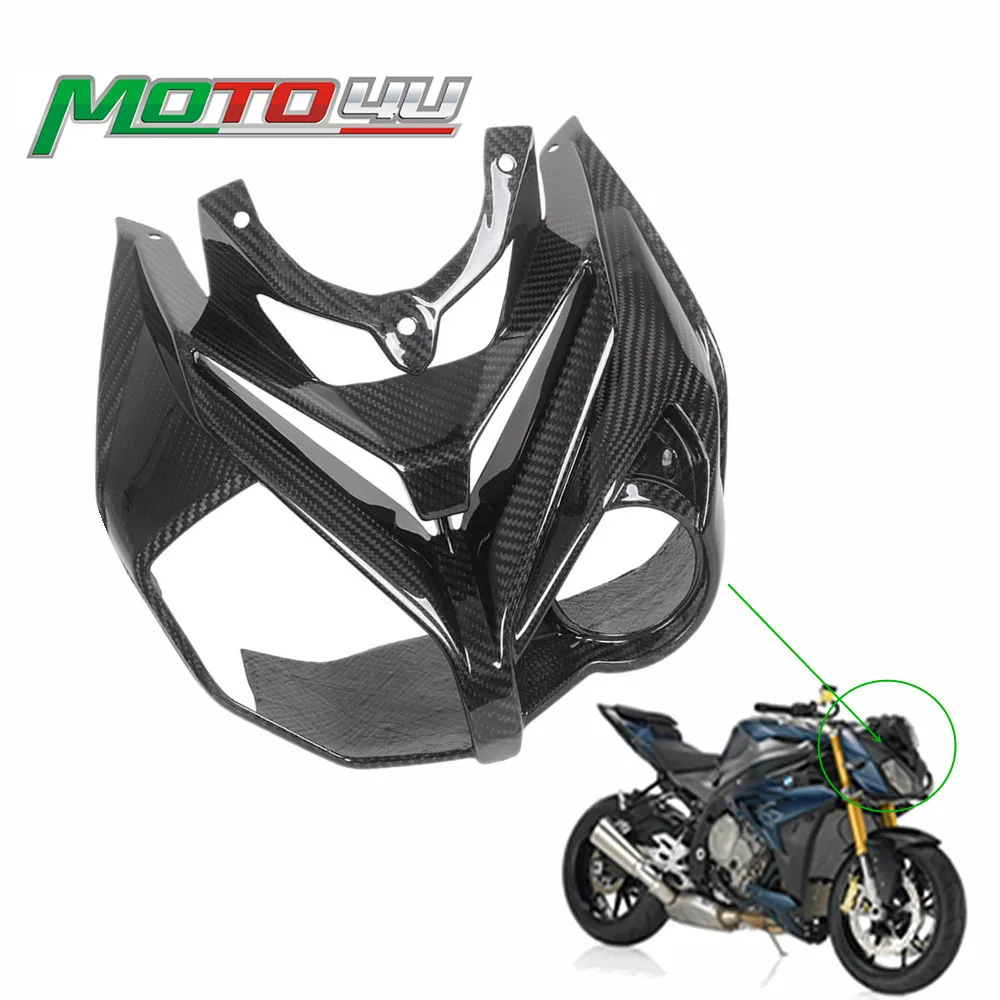 

MOTO4U For BMW S1000R S1000 R 2014 2015 2016 2017 2018 100% Carbon Fiber Front Fairing Motorcycle Upper Headlight Cowl Nose