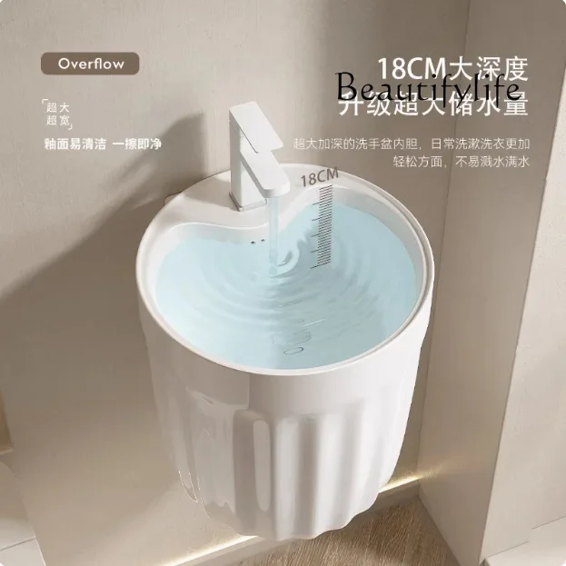 Small apartment mini wash basin wall-mounted balcony small size ceramic small hanging basin surface table pool