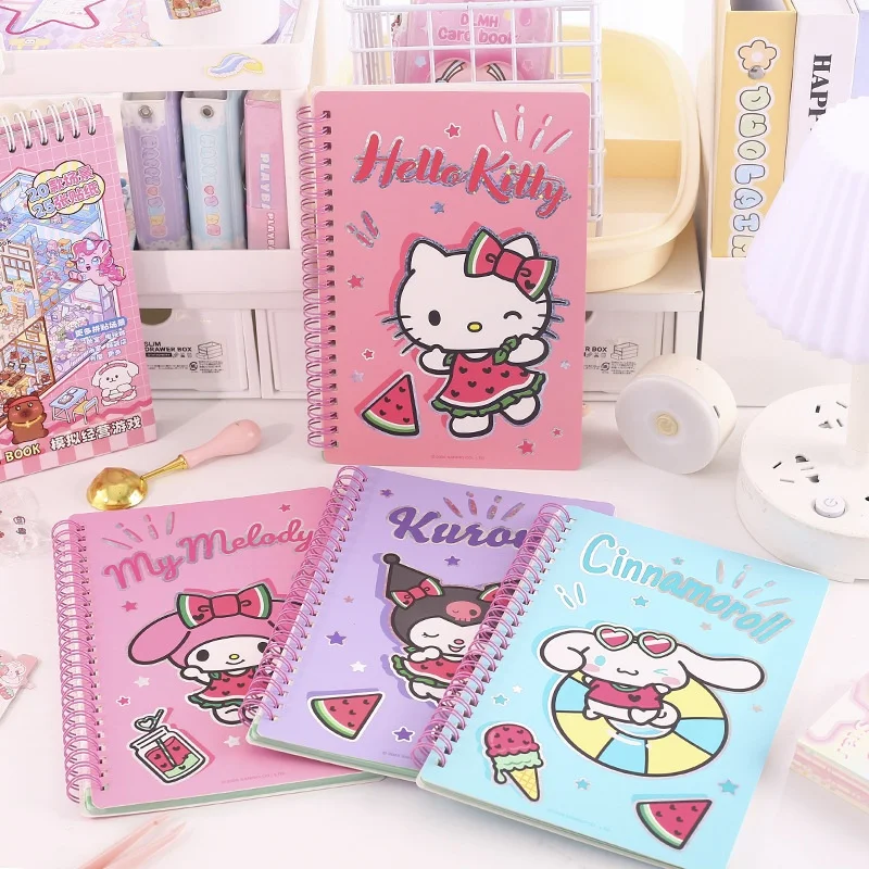 4pcs/lot Sanrio Kuromi Melody Kitty Cinnamoroll Coil Memo Pad Cute Note Book Diary Planner Stationery Gift School Supplies