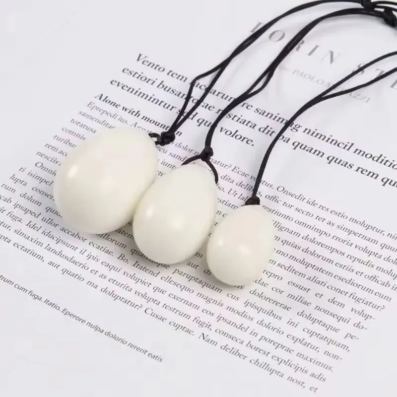 

Natural White Jade Drilled Eggs Yoni Egg Massage Ball Set Crystal Healing Exercise Eggs For Kegel Exercise Train Pelvic Muscles