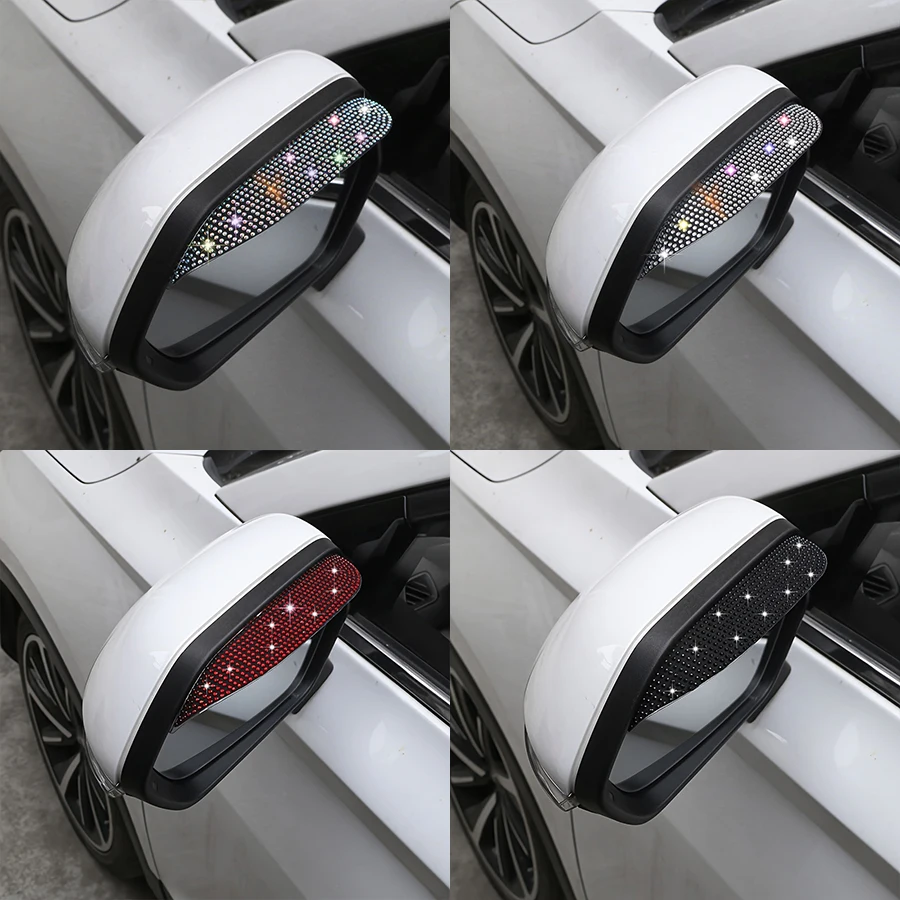 

2 car rearview mirror decorations, sparkling rhinestones - car rain deflectors, car accessory decorations for women