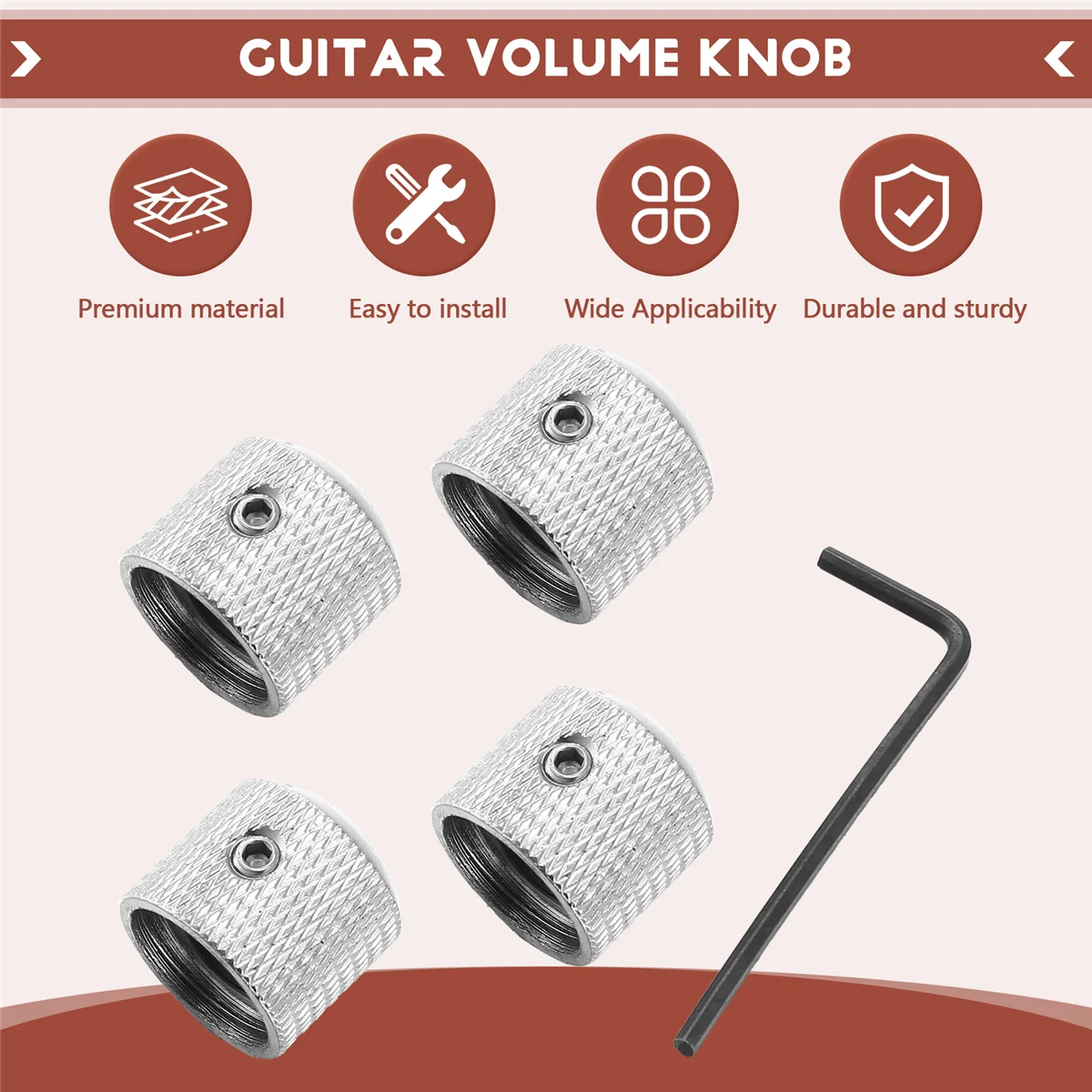 Qualité! Boutons de contrôle de vitesse de guitare, dôme de tonalité de Volume en métal avec vis pour Fender Strat Telecaster Gibson LP électrique 4 pièces