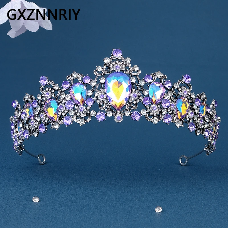 

Vintage Crystal Crown Antique Gold Tiaras and Crowns for Women Rhinestone Flower Hair Jewelry Party Headpiece Bridesmaid Gift