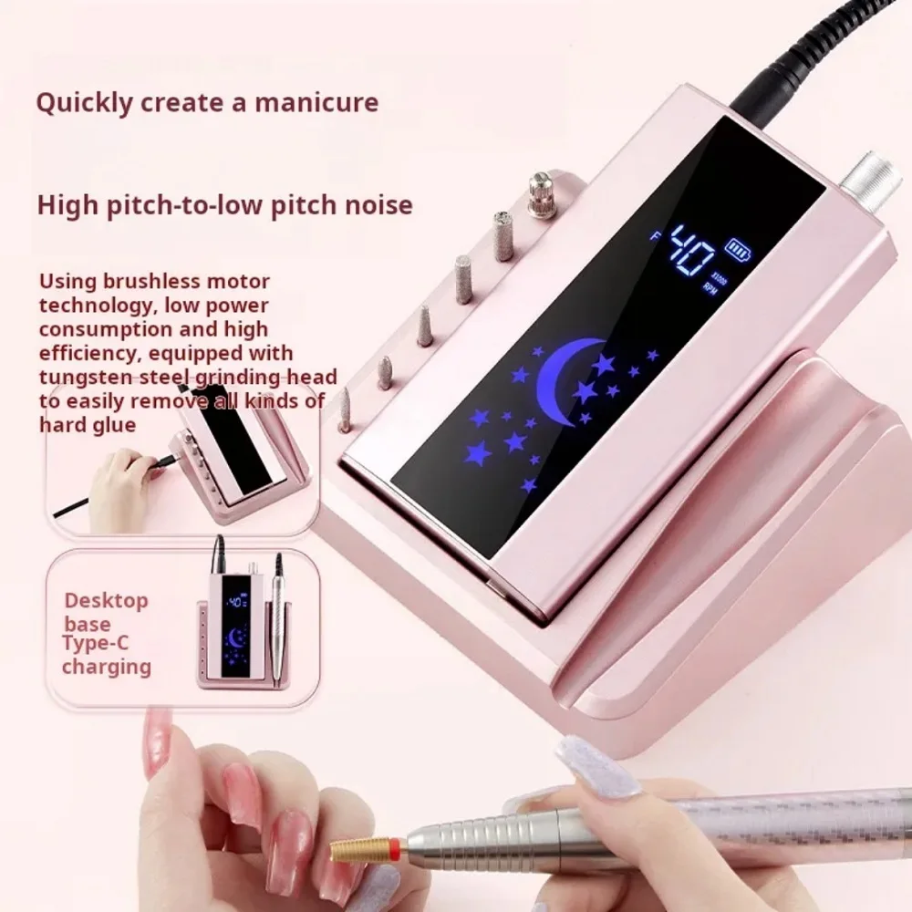 آلة حفر الأظافر الاحترافية بقدرة 85 وات، 40000 دورة في الدقيقة، أداة تلميع مانيكير قابلة لإعادة الشحن منخفضة الضوضاء للصالون #3