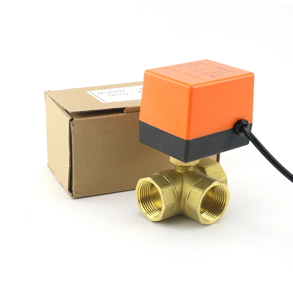 DN15/20/25/32 AC220V 12V Two/Three-way Brass Electric Ball Valve Three Wire Two Control 2-way 3-way Solenoid Valve 1/2\