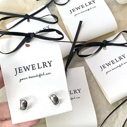 50 pcs White Cloth Fabric Jewelry Display Label Card Tags Card-head with Hole Necklace Earring Gift Packing Bulk Wholesale