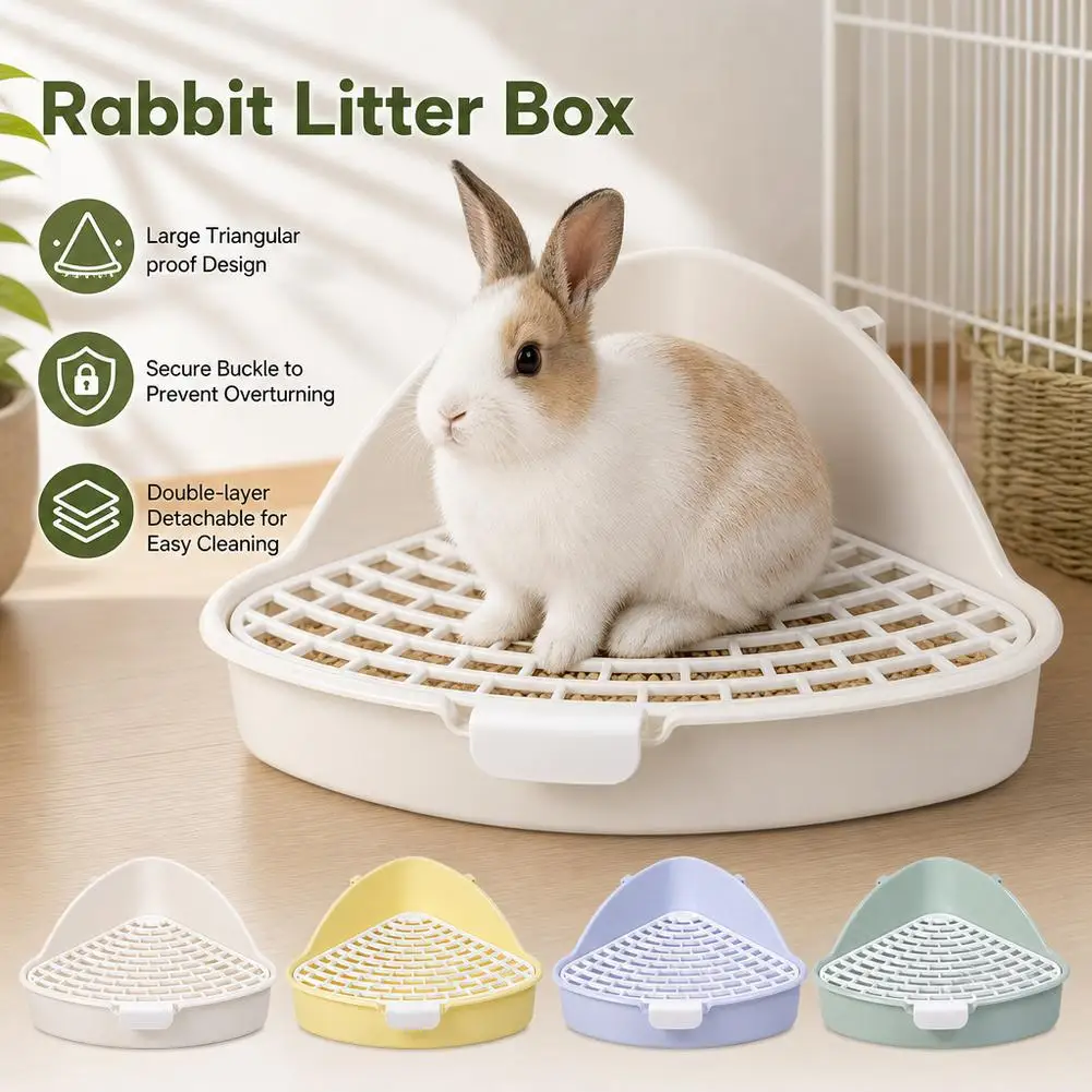 Tragbare Dreieckige Kaninchen-Streuschale Reinigungszubehör für Kleintier-Toilettentrainer Abnehmbare Plastik-Hamstertoilette ﻿ – Detail 1