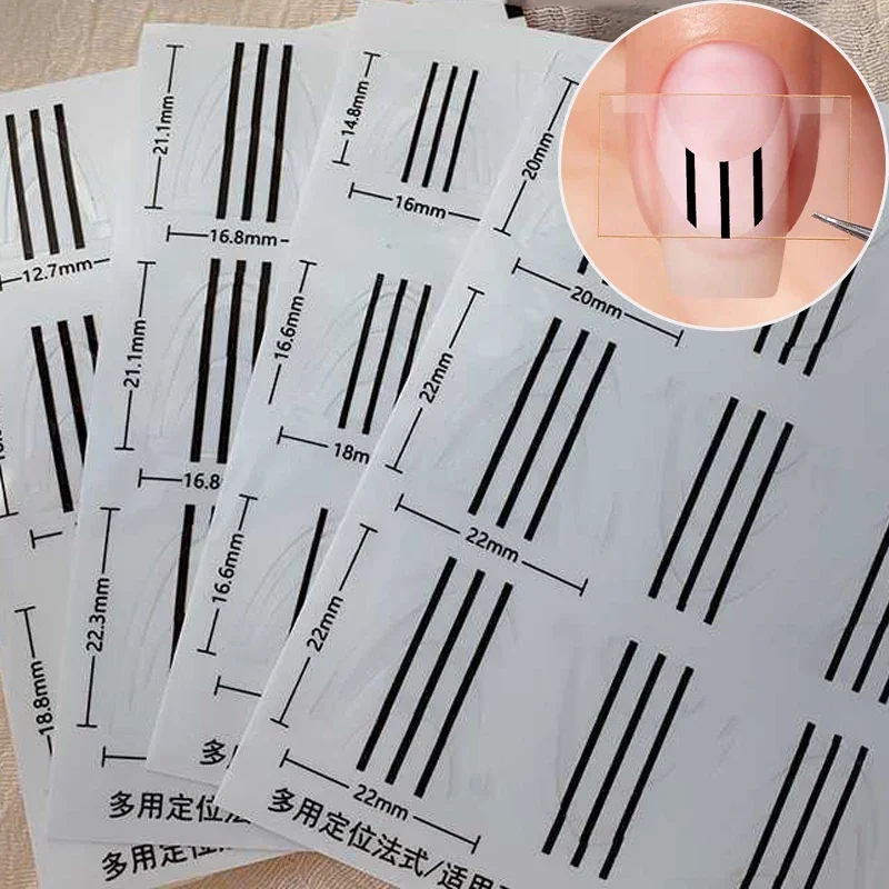 4pcs/set French Manicure Strip Nail Art Stickers DIY Line Tips Decoration Nail Templates Self-Adhesive Fringe Tip Stencil Guides