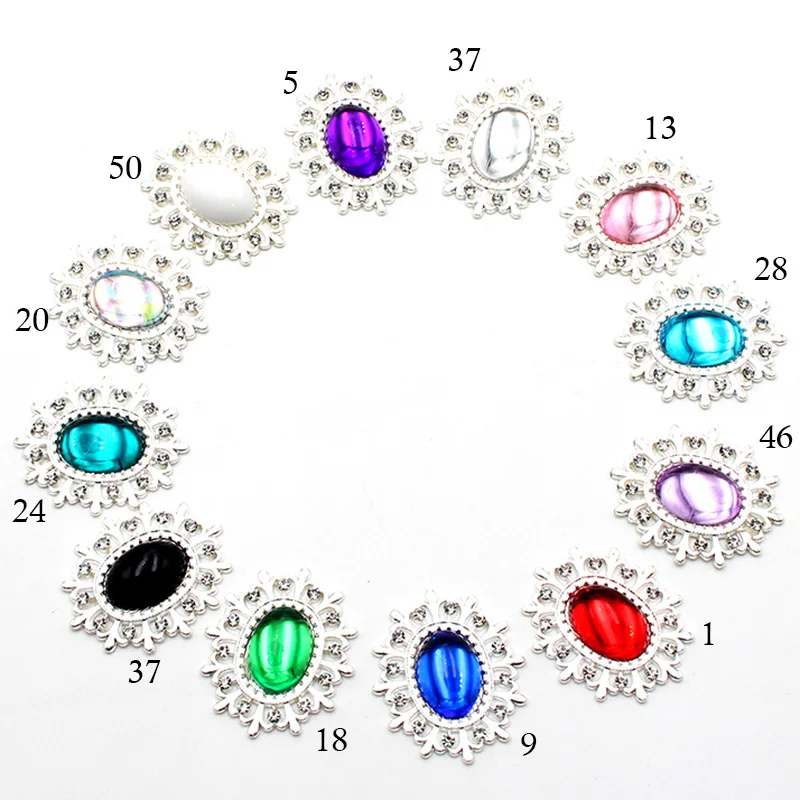 10pcs/batch 28*25mm Alloy Rhinestone Flat Bottom Buttons, Exquisite Hand-Sewing DIY Clothing Wedding Decoration Accessories