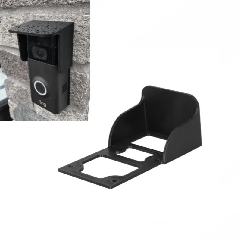 Ring Doorbell Cover Rain Sun Shield Hood No-Drill Fits For Gen 1, Gen 2, Gen 3 Slide-On Canopy Installs Black Rain Cover
