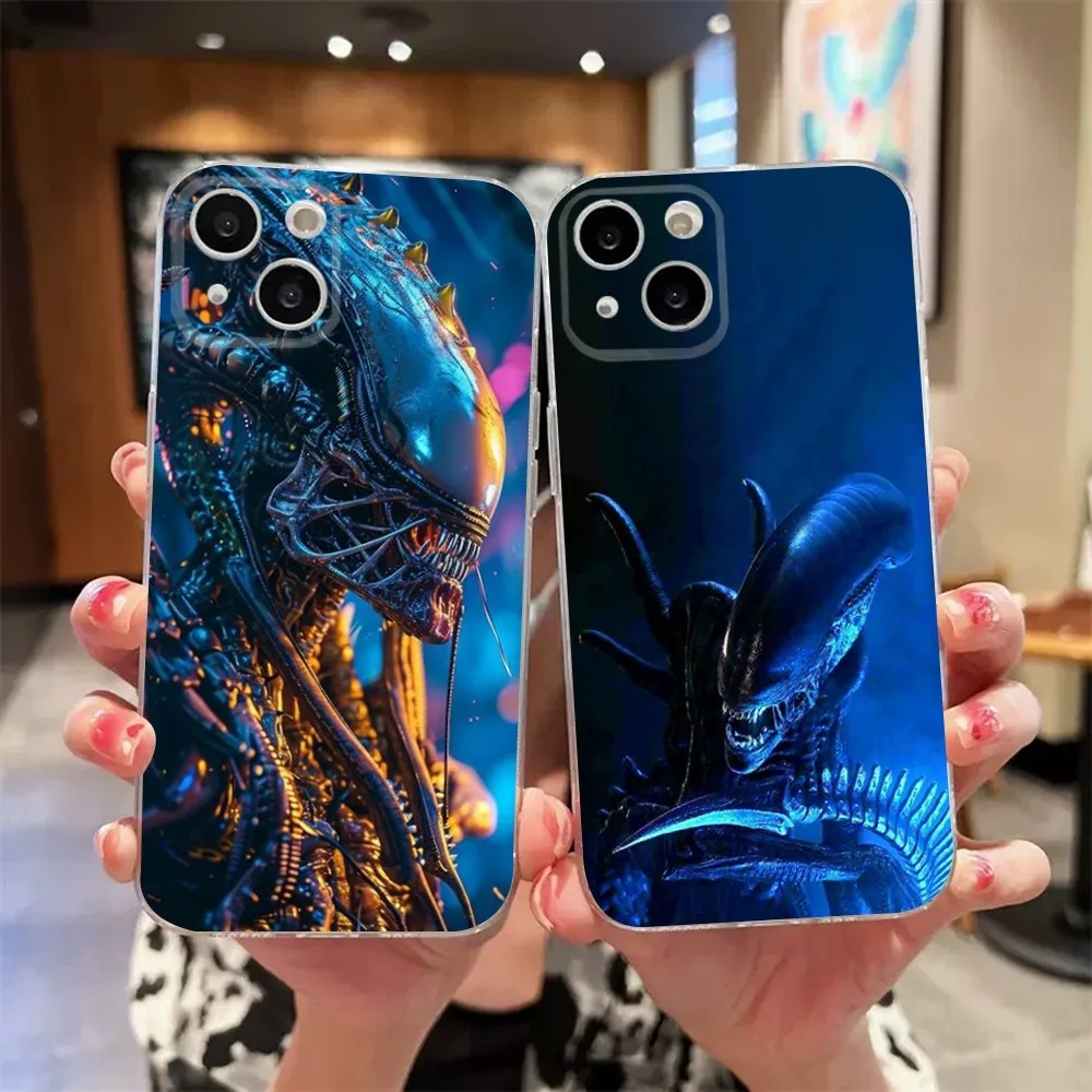 Movie Alien Xenomorph Phone Case For iPhone 11,12,Mini,13,14,15,Pro,XS,Max,X 8,7,6s,Plus,5,SE,XR Transparent Shell