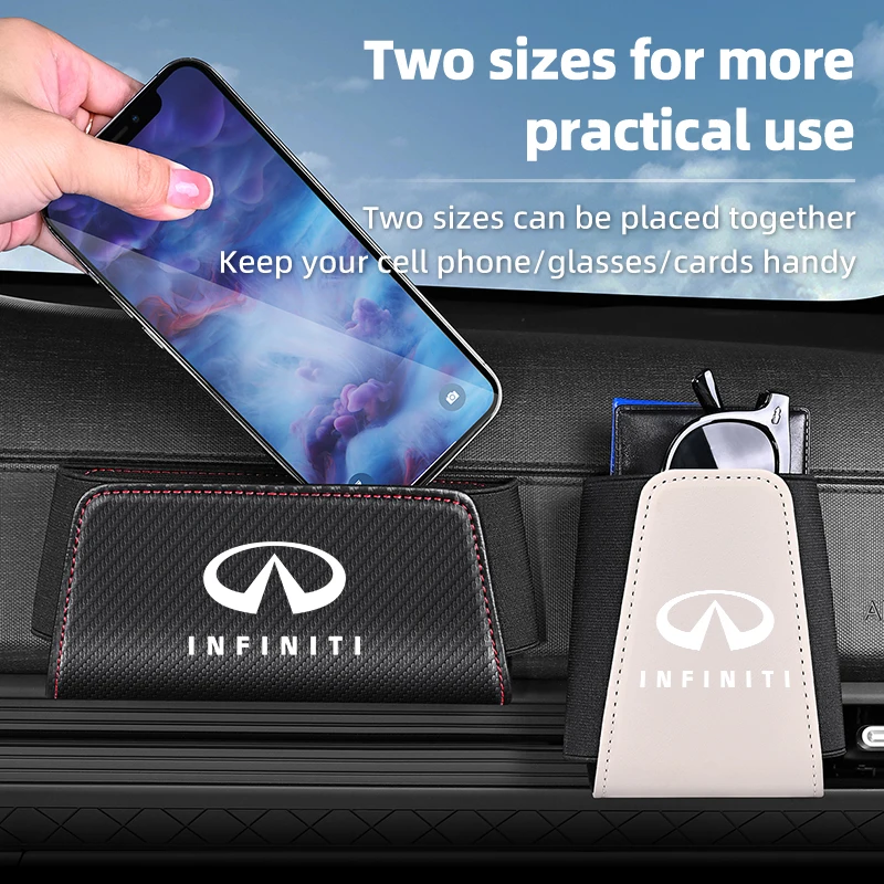Автомобильные аксессуары, органайзер для боковой двери, спинки сиденья, кожаные сумки для хранения для Infiniti Q50 FX35 Q30 G37 Q70 QX70 G35 Q60 QX50 QX60