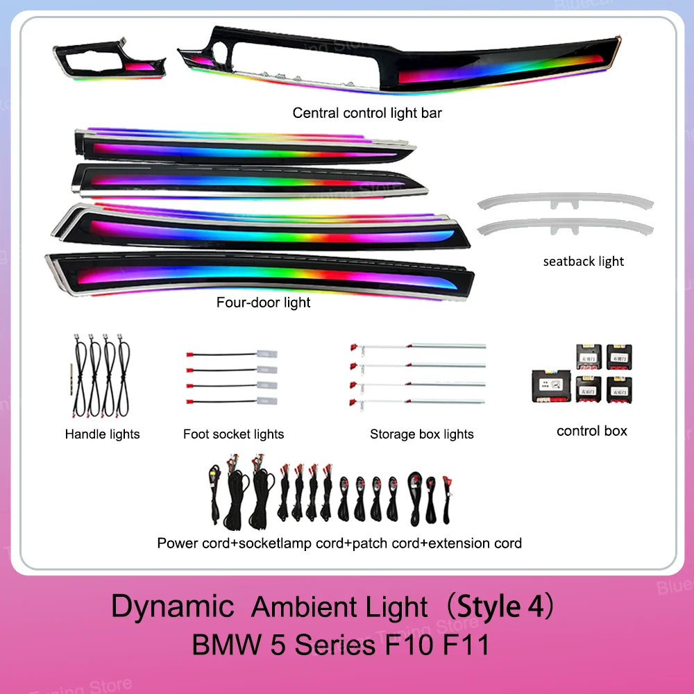 LED-sfeerverlichting voor BMW 5 Serie F10 F11/7 Serie F02, ondersteunt originele menu-bediening, upgrade van de F10 interieurverlichting