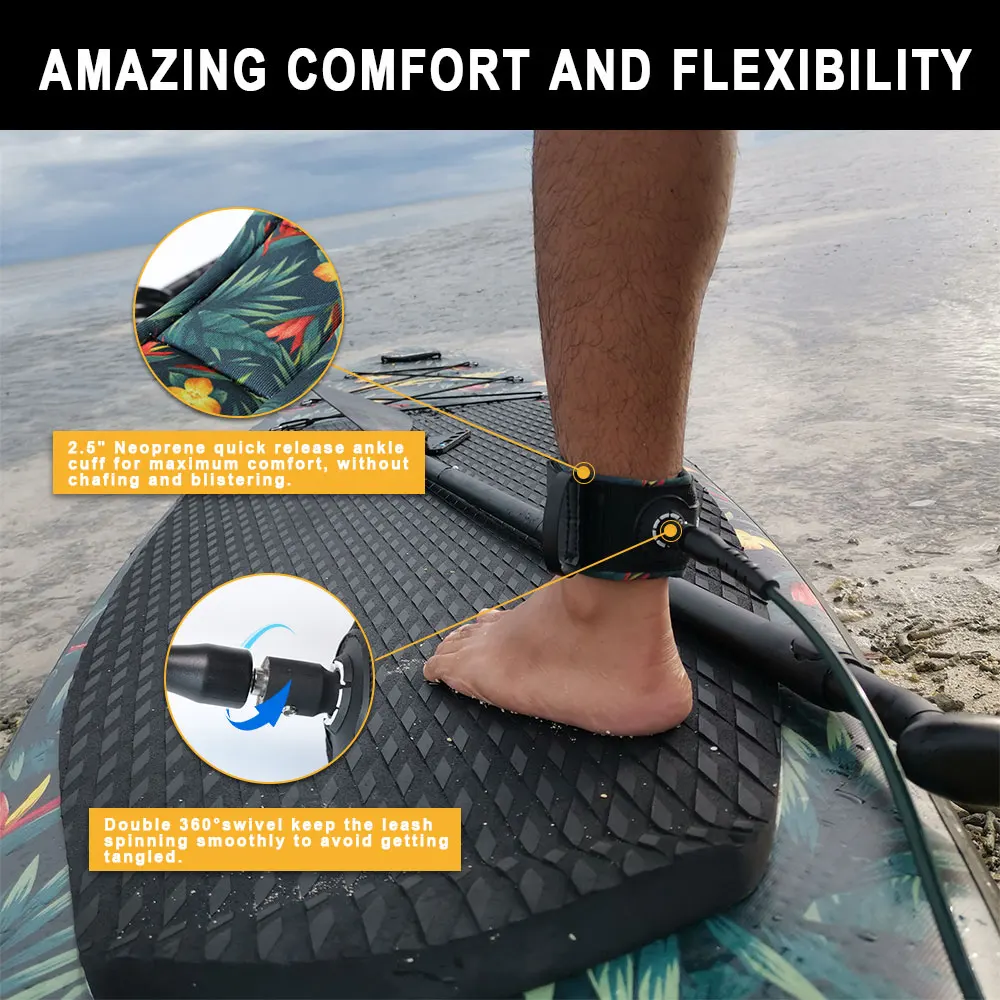 SUP Board 6-10FT Surf Leine Surf Bein Seil Surfbrett Leine TPU Edelstahl Wirbel Aufblasbare Paddle Board Longboard Fuß Seil – Detail 4