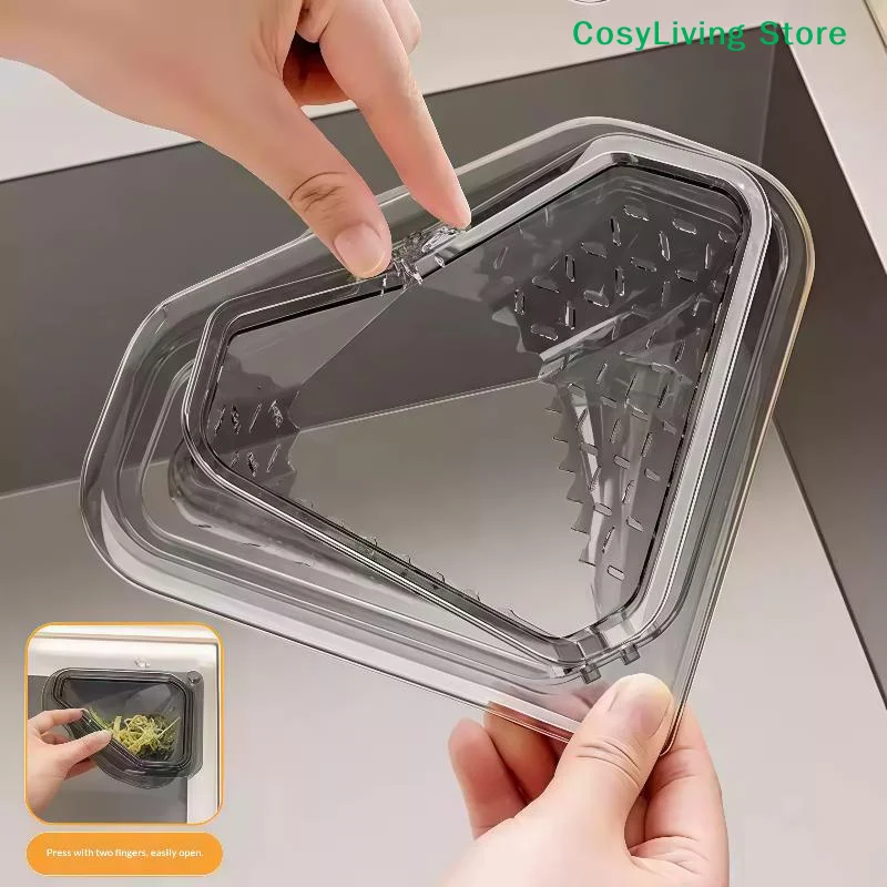 [CL] Sink Food Catcher Basket Magnetic Suction Drainage Triangle Drying Kitchen Sink Drain Strainer Corner Basket