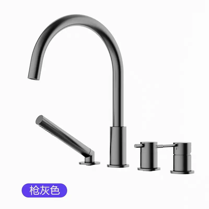 

Luxury Top Quality Brass Bathtub shower faucet set 4 Holes Hot cold water Bathtub Tap Modern Bathroom shower faucet set,Grey