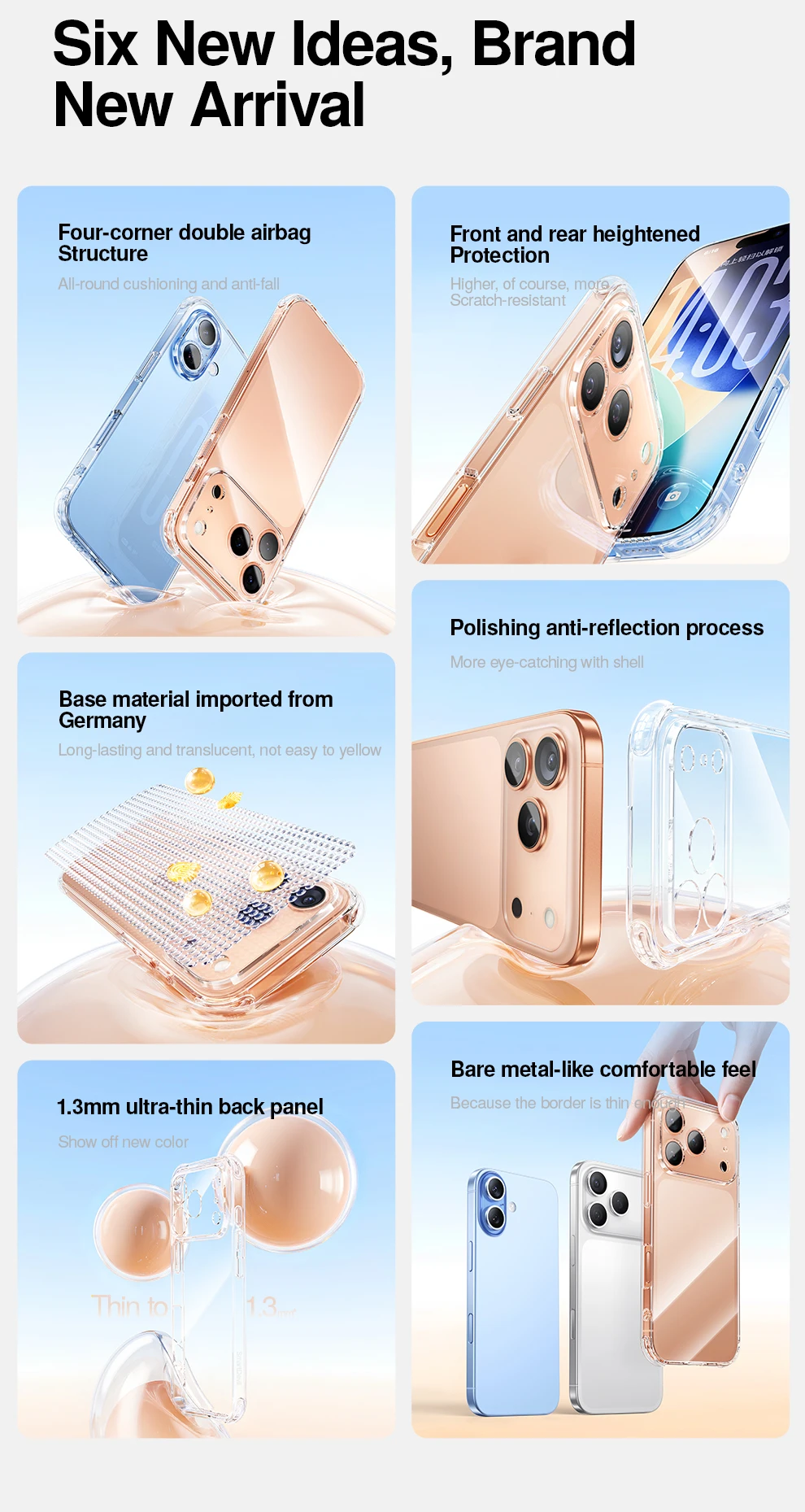 SmartDevil Transparente Handyhülle für iPhone 18 Pro Max 18 Pro 17 Weiche Rückabdeckung Airbag-Schale für iPhone 17 Pro Max Sturzsicher – Detail 2