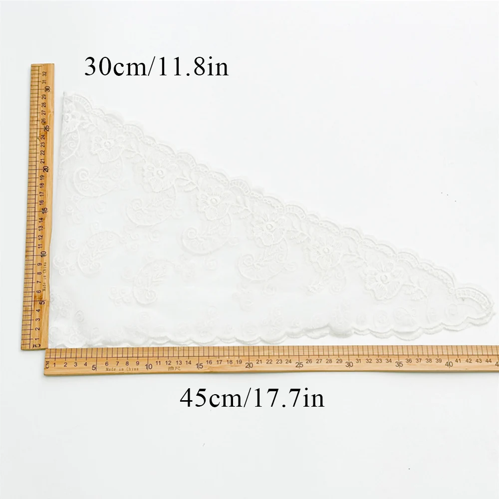 White Woven Floral Lace Hair Scarf Wraps Women Retro Triangle Headscarf Hat Travel Photo Headband Hair Accessories Turban INS