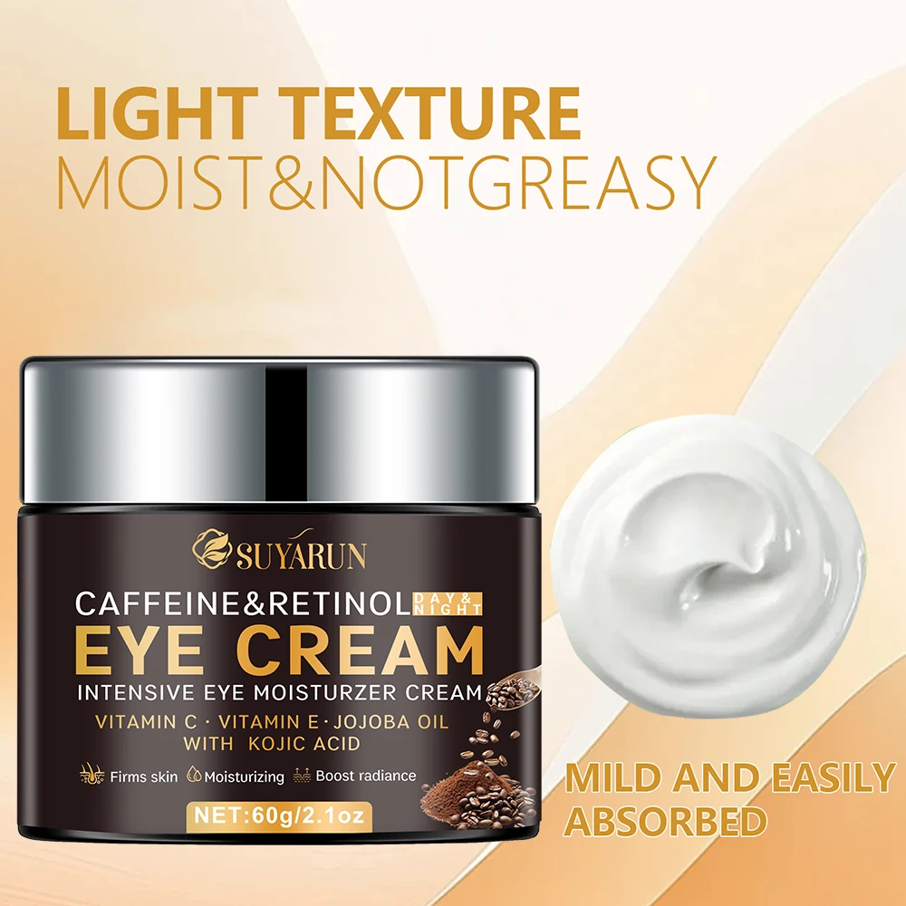 SUYARUN Creme Antienvelhecimento para Olhos Vitamina C&E + Caffeína Retinol - Tratamento de Olheiras, Rassodante e Iluminador.